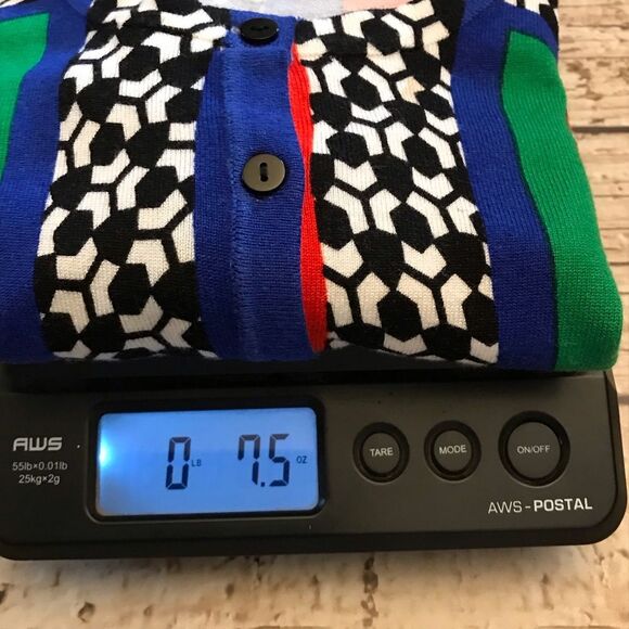 Joseph A Womens Cardigan Sweater Geometric Hive Print Stretch Size Small - Picture 15 of 16